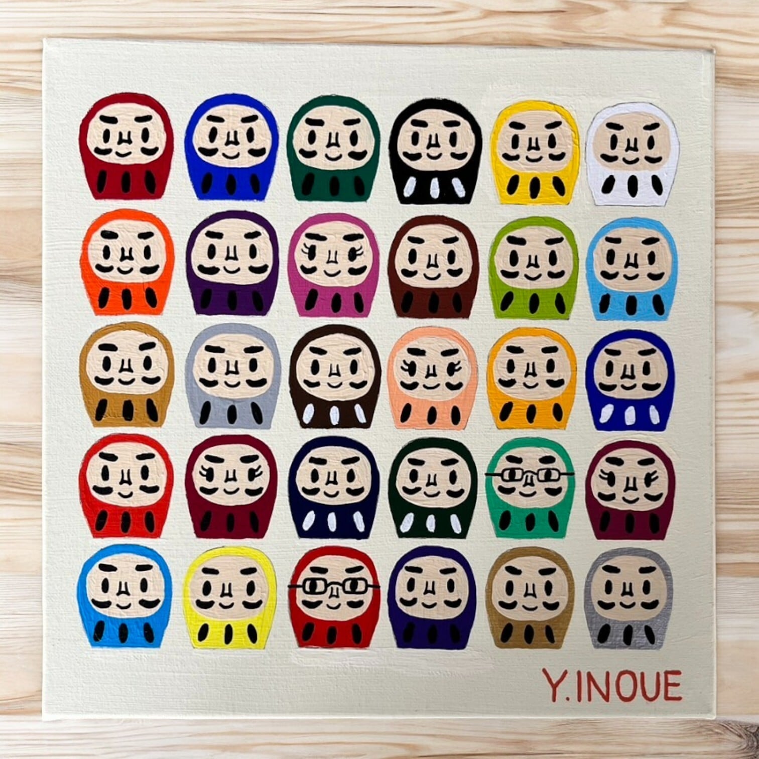 井上陽太 ハッピーカラーだるまのカラフルキャンバス 手描き・原画です