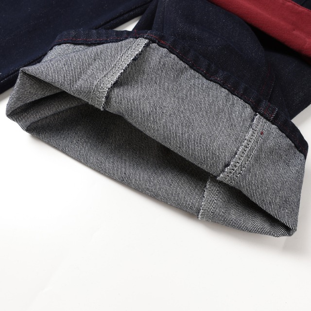 contrast waist band collar stitch denim pants L0625