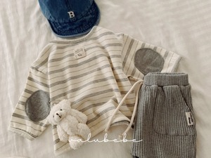 【valu bebe】 オールデイふっくらコットンT／グレーST（70〜90cm）