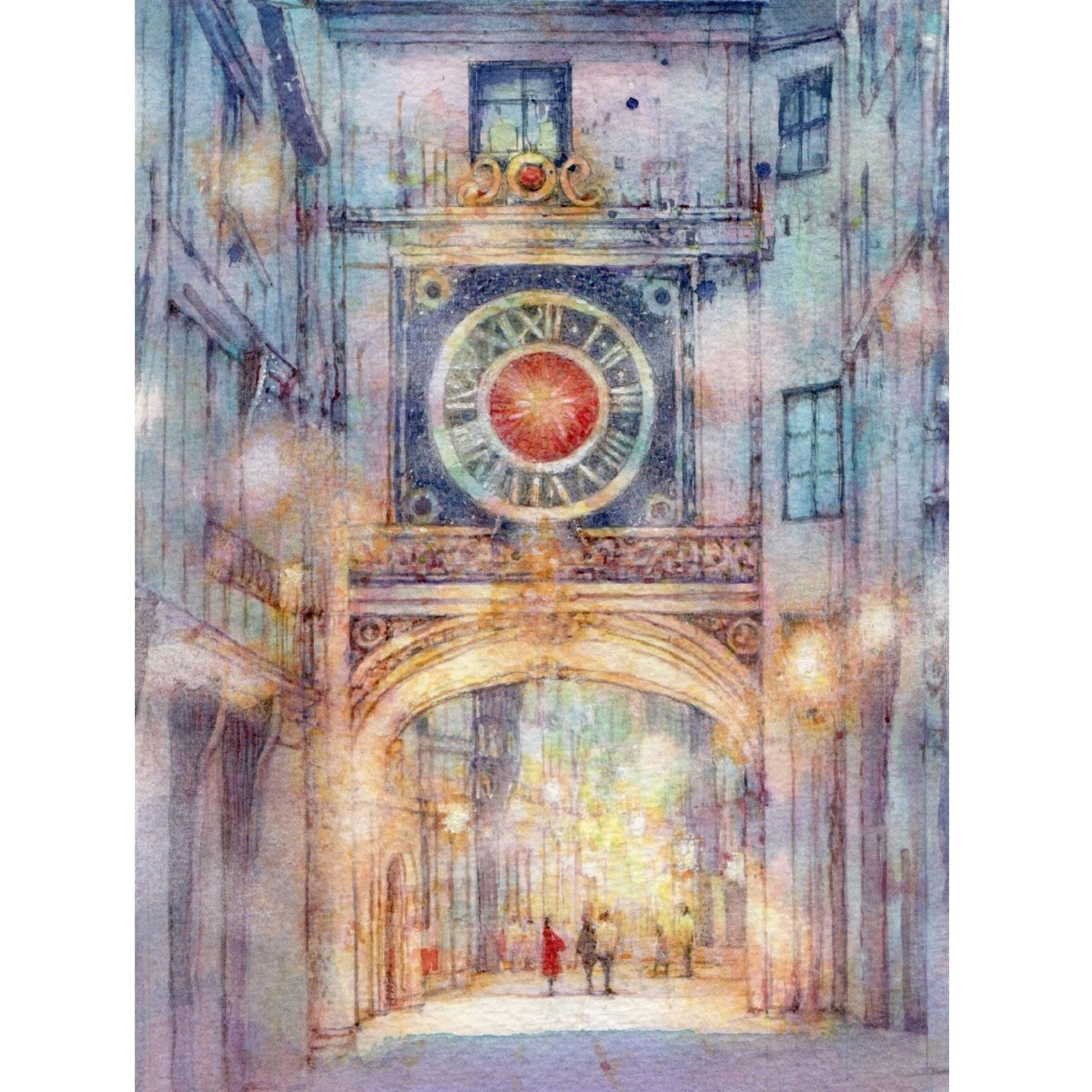 福井良佑、【天使の朝（スイス・インターラーケン）】、希少な大判額装用画集より 時の幻想（フランス・ルーアン） | 福井良佑の水彩画 Store