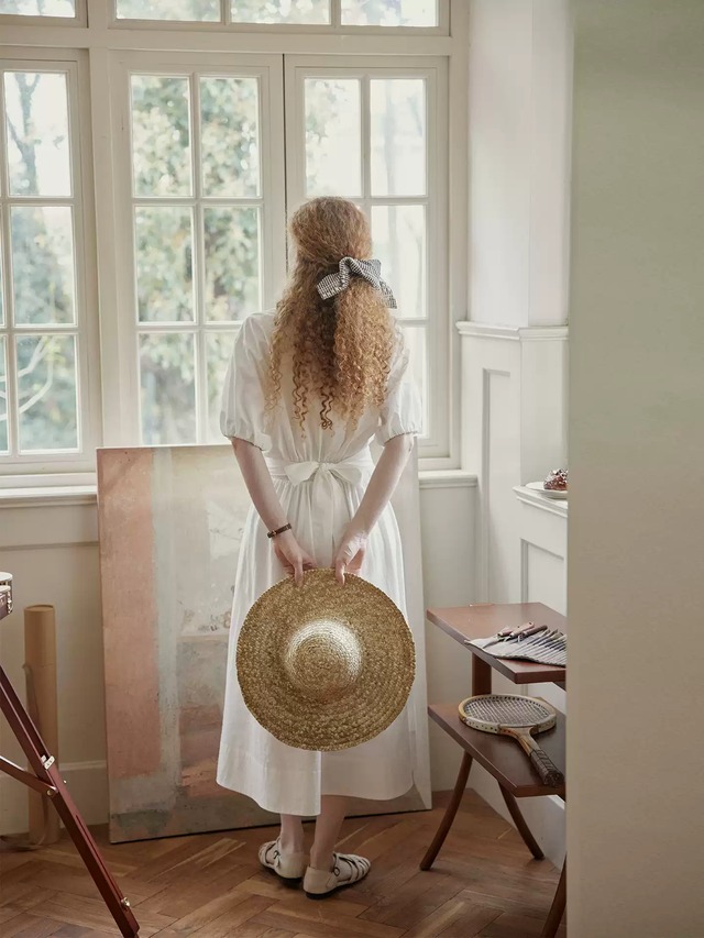 【M0081】Off-White Flared Shirt Dress