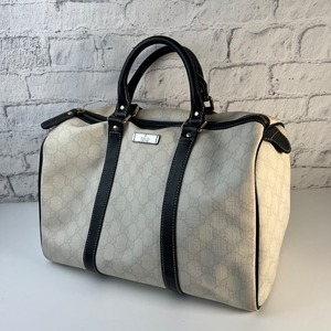 GUCCI グッチ  GGスプリーム レザー ボストンバッグ ホワイト A-8975