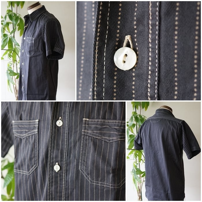 SUGARCANE シュガーケーン 半袖ブラックウォバッシュシャツ 東洋