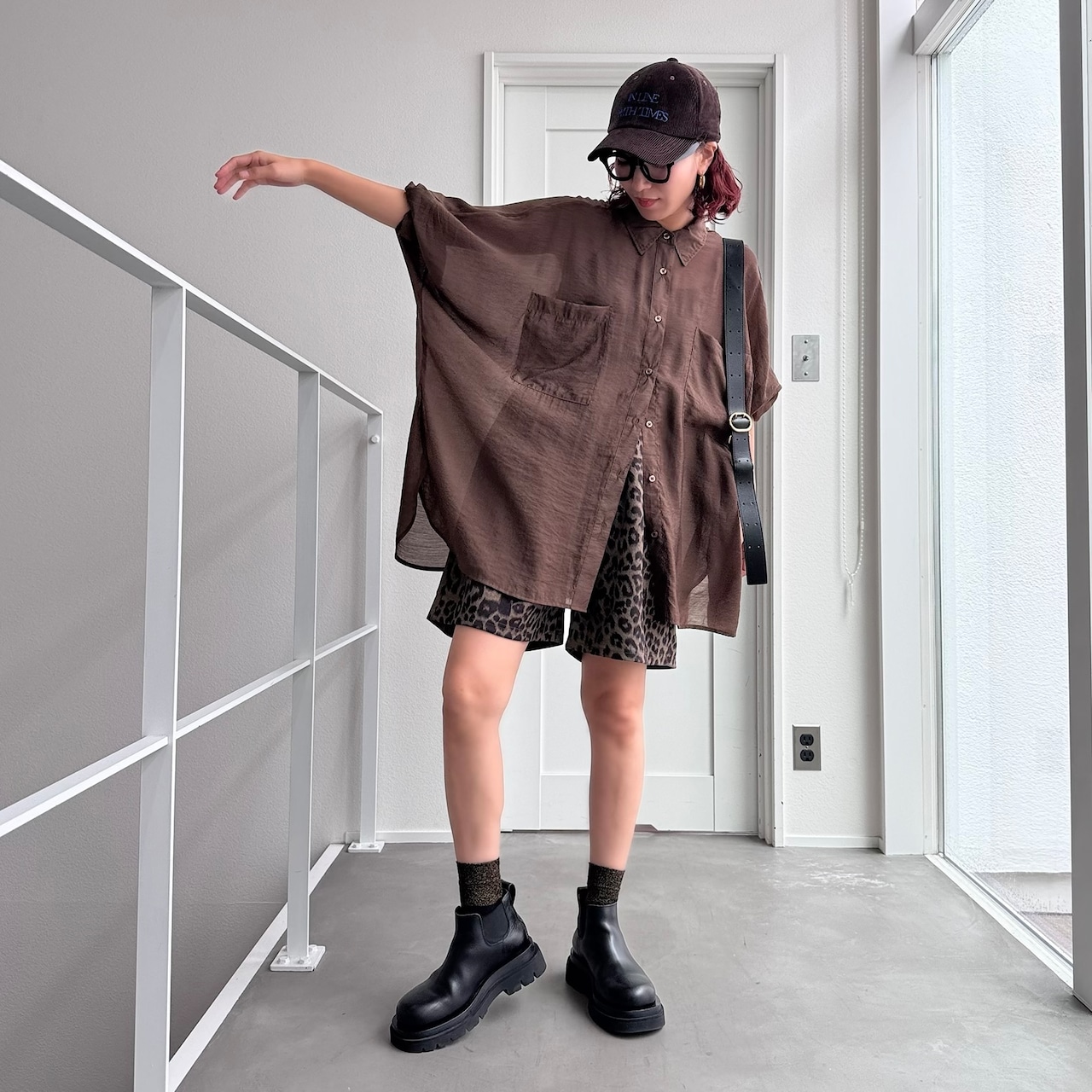 フロントポケットシアーオーバーSH/ブラウン