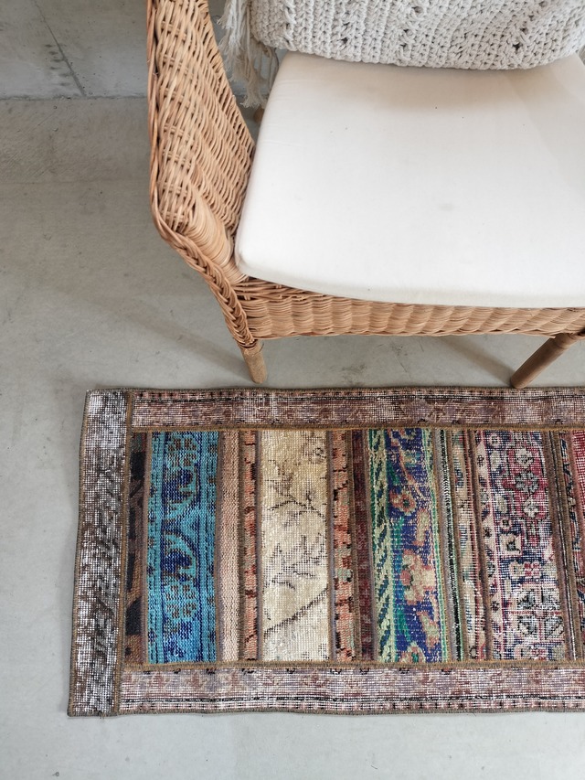 Turkish patchwork small rug 113✕56cm No.385