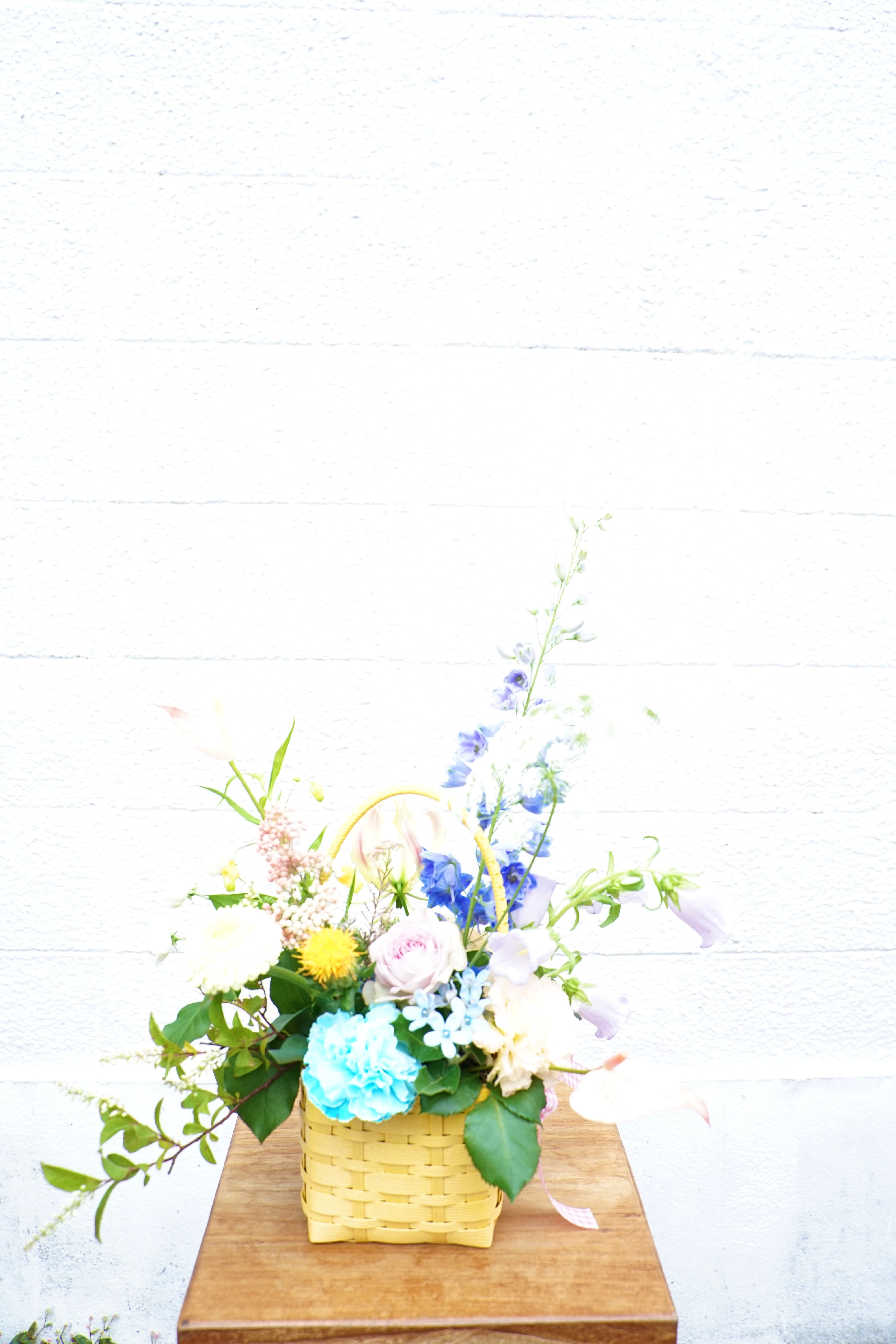 color basket flower/カラーバスケットフラワー イエロー アレンジメント お祝い プレゼント