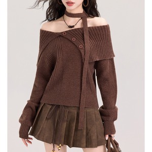 off-shoulder strap wrap knit m0927