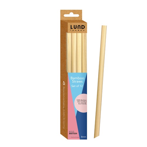 Bamboo Straws - Set of 12 x 8mm