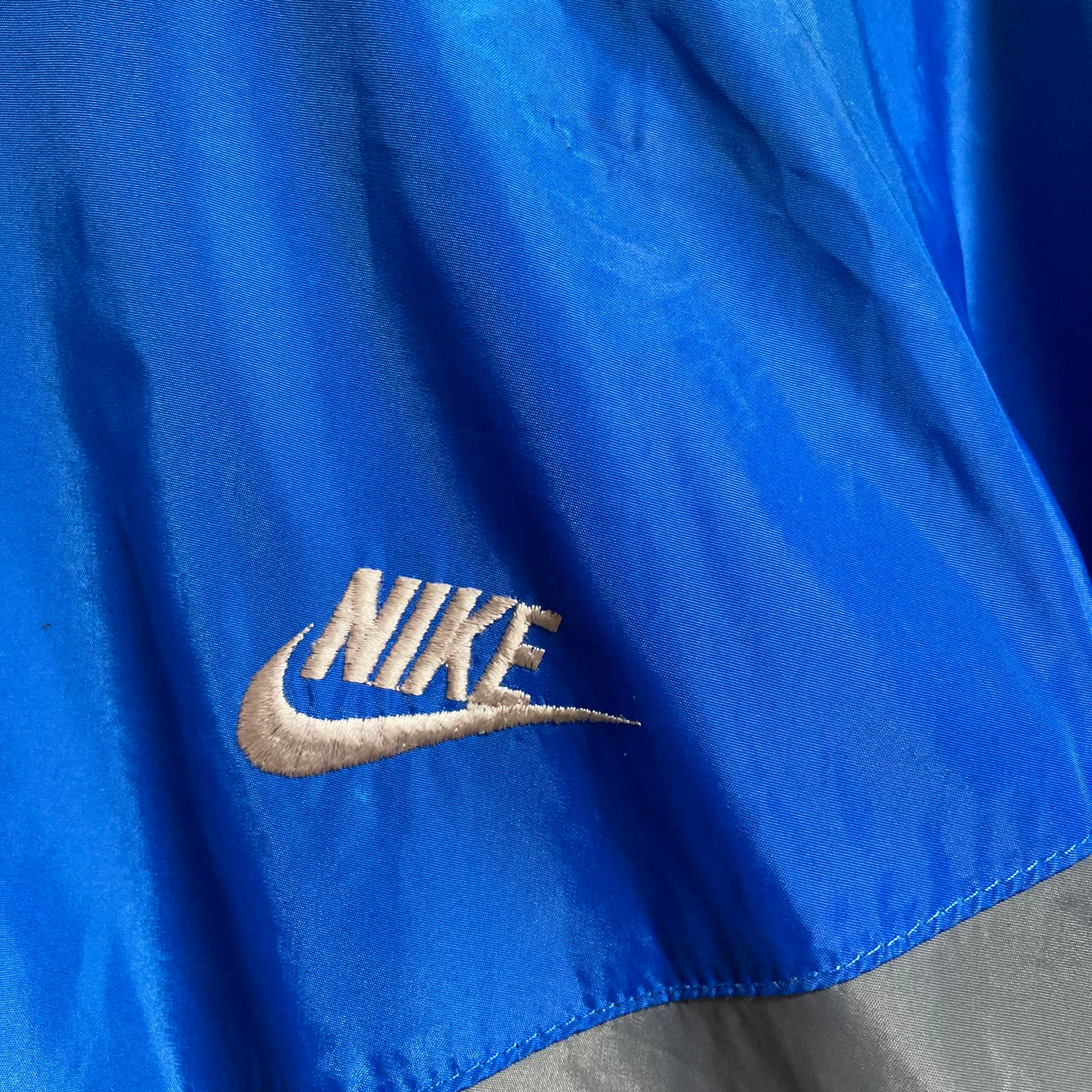 NIKE】90s Nylon Hoodie L相当 USA規格 ナイキ 銀タグ 切替 ナイロン