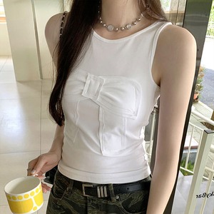 リボン付き タンクトップ カップ付き レディース 春夏 韓国 ブラトップ インナー トップス おしゃれ 大人 かわいい きれいめ カジュアル フェミニン ノースリーブ ノンワイヤー 大人可愛い 大人女子