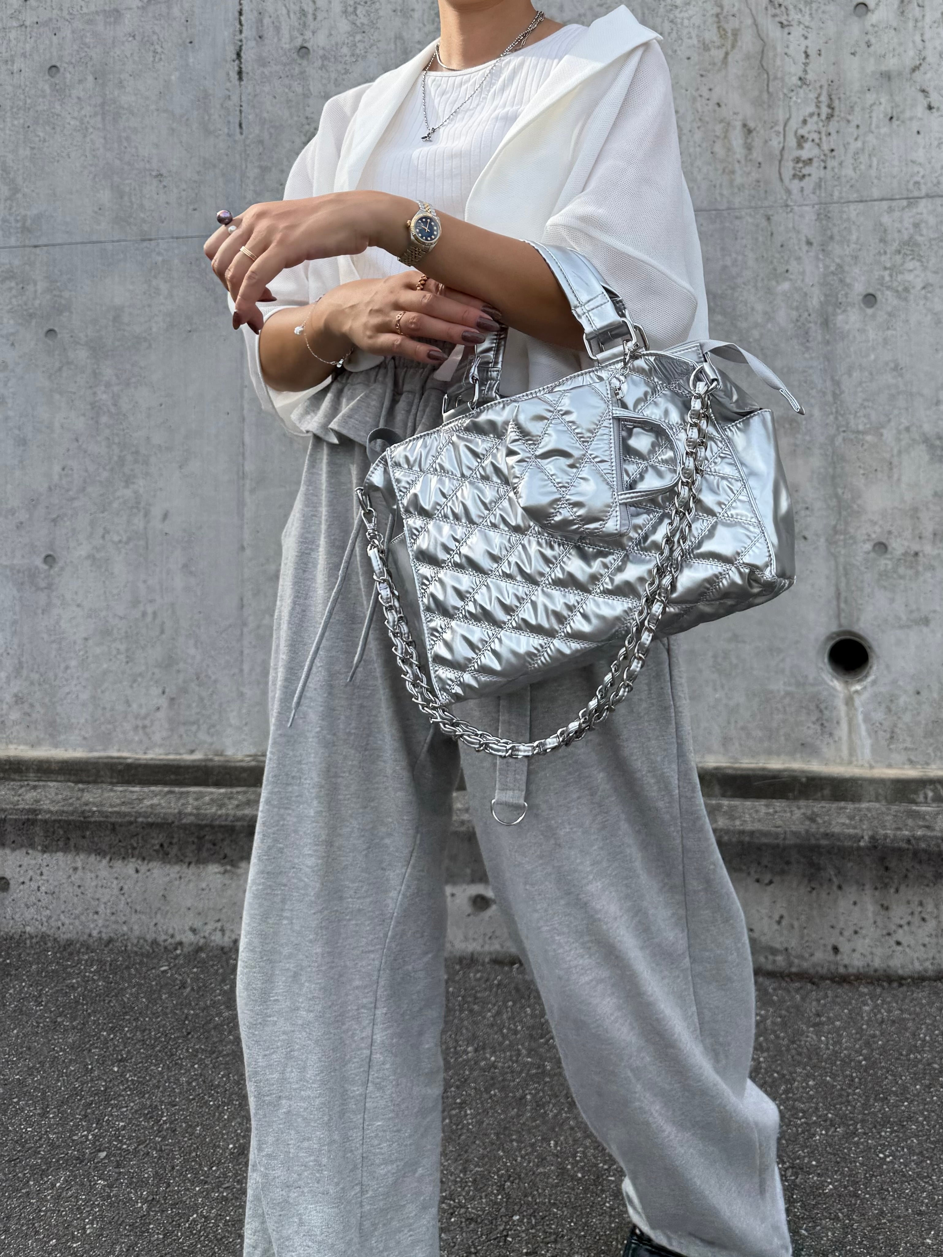 soleile ソレイル　スクエアシルバーバッグ　2WAYショルダーバッグ スクエアシルバーバッグ | soleile