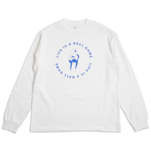 siii "BALL GAME" L/S TEE WHITE (BLUE PRINT)