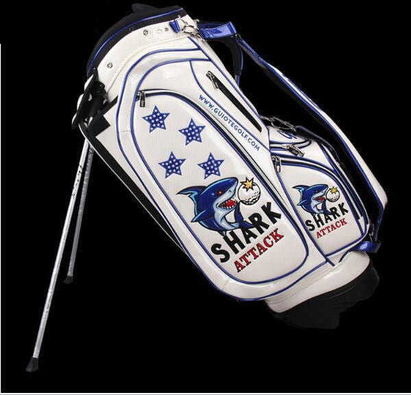 高級 刺繍 入り PU レザー ゴルフ スタンドバッグ フレンチブルドッグ