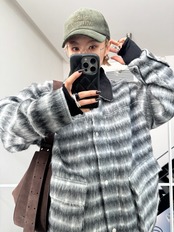 モヘアシャギーチェックCO/ブラック