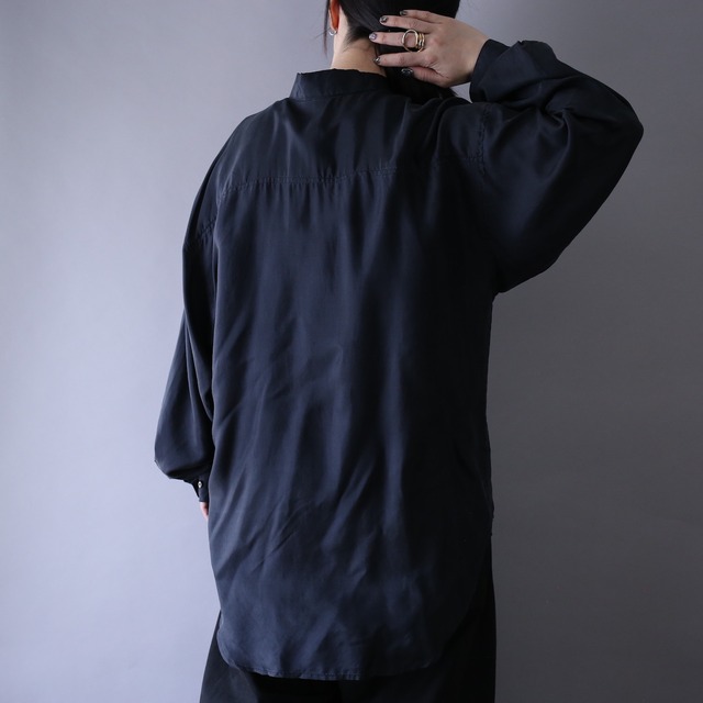 "刺繍" elegant design fry-front minimal mode silk shirt