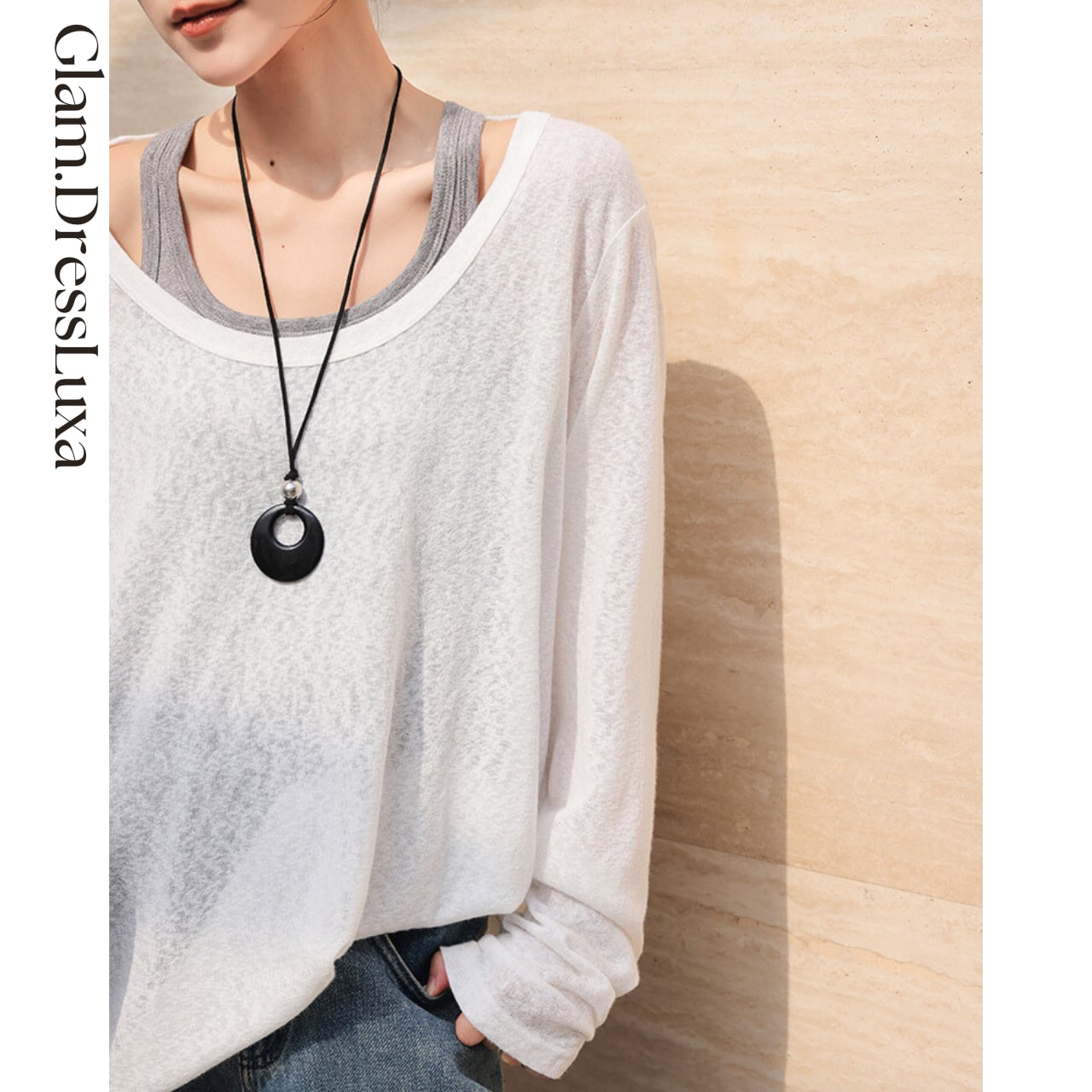 フェイクツーピースloseトップス_T1555