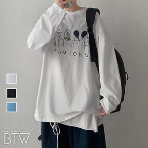 【韓国メンズファッション】BW1399 メンズ 長袖 プリント Tシャツ ラウンドネックオーバーサイズ シンプル カジュアル