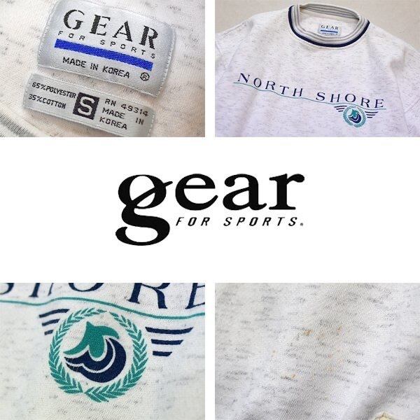 1点物◇GEARリブボーダー柄プリントスウェット古着メンズMLレディース
