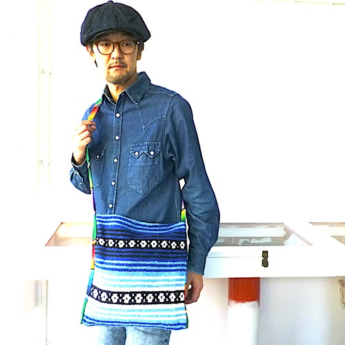 ﾒｷｼｶﾝ雑貨＜ﾊﾞｯｸﾞ　メキシカンブランケットトート／わりとブルー