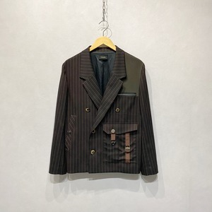 ※予約 ストライプ柄テーラードダブルジャケット【N'enuphar】