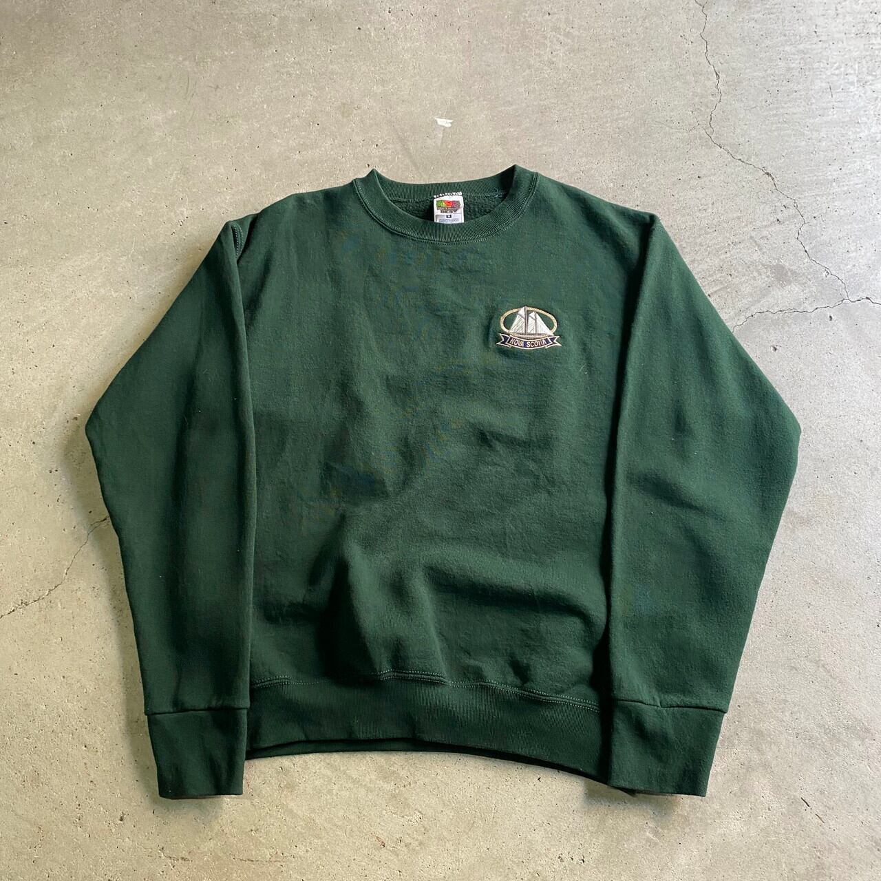 Nova Scotia ワンポイントロゴ刺繍 スウェット メンズm レディース 古着 プルオーバー トレーナー グリーン 緑 トレーナー Cave 古着屋 公式 古着通販サイト