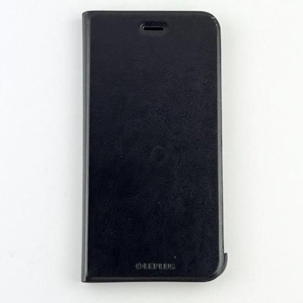 iPhone 6 Plus 手帳型ケース ブラック PUレザー 光沢 スタンド カード収納 閉じたまま通話可能 耐衝撃