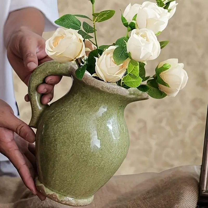 花瓶 フラワーベース 花器 ハンドル付き ドライフラワー 造花