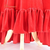 フラダンス 衣装 ワンピース ドレス uino! レッド系 ハワイ製 ベロア生地 アシンメトリー 高級感 上品 フリル 大人 綺麗 華やか シンプル 無地 オフショルダー かわいい ハワイアン アロハ フラ ダンス レッスン 練習 ドレッシー