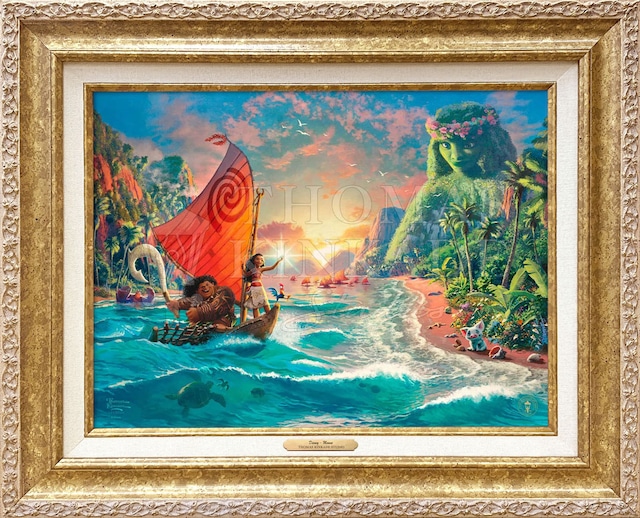 ディズニー絵画「モアナと伝説の海」作品証明書・展示用フック付キャンバスジークレ