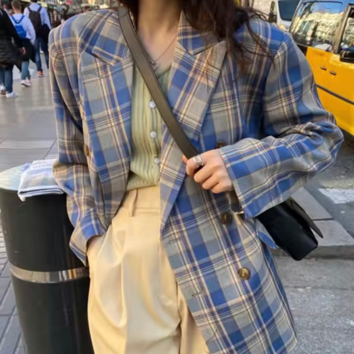 classical check big jacket