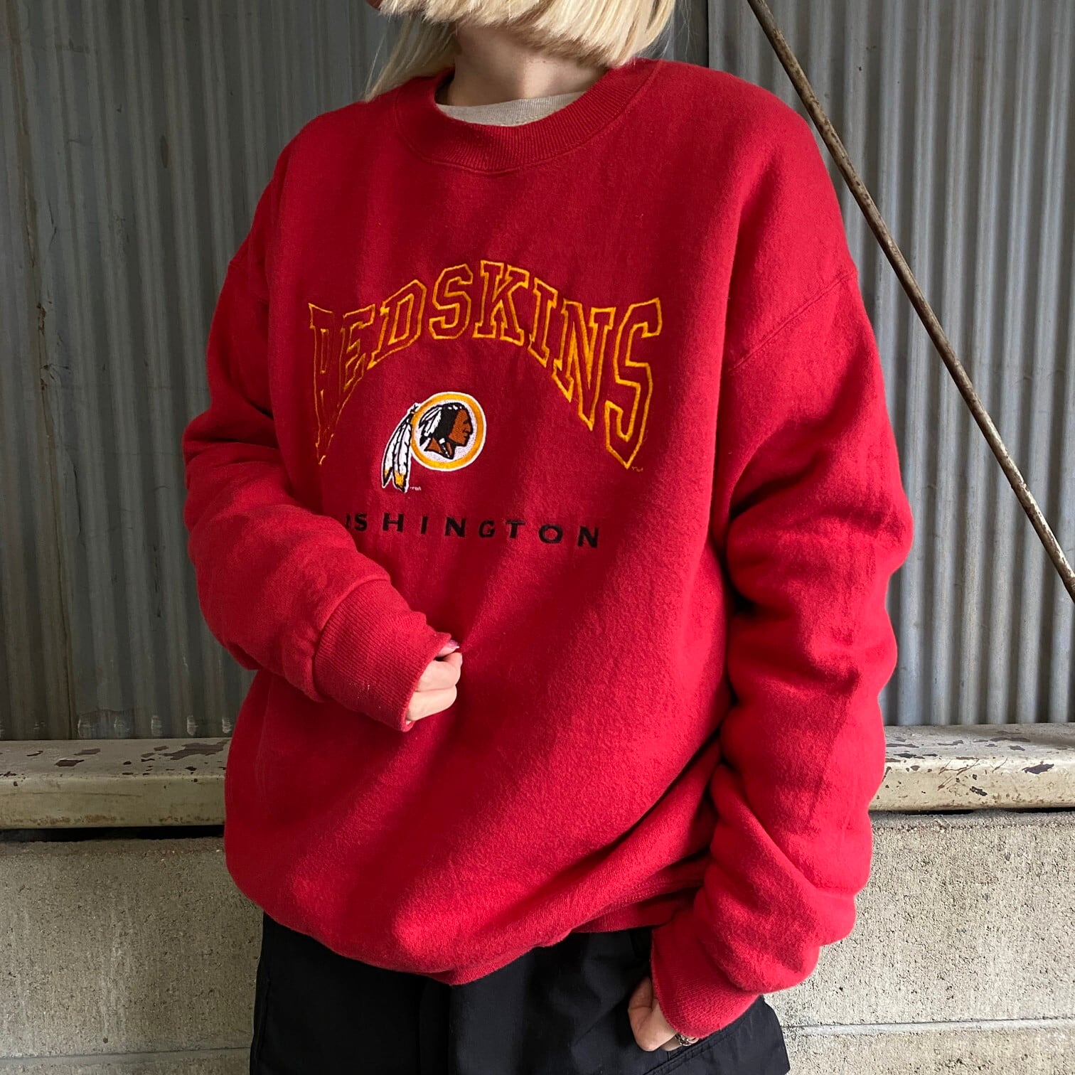 90s NFL レッドスキンズ REDSKINS 刺繍ロゴ スウェット M - スウェット