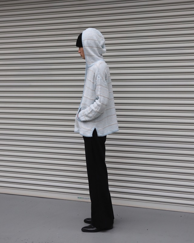 pile fabric border hoodie