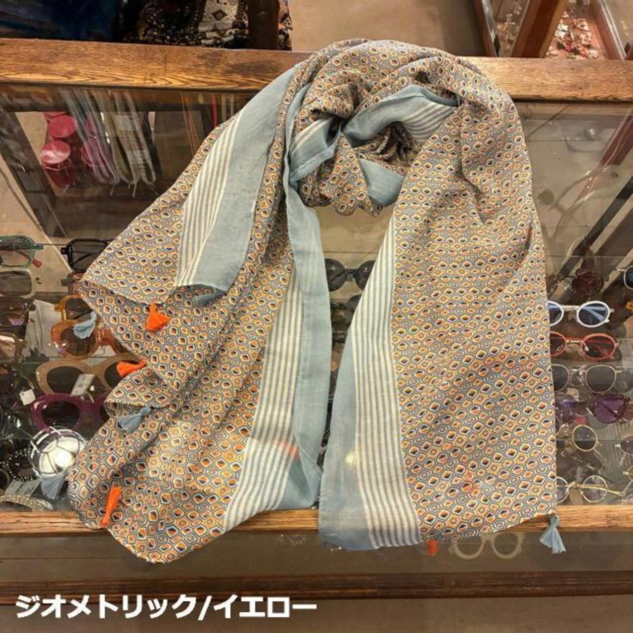 TOPANGA Accessory スムースタッセルビッグストール 全3種 ブルー ブラック スカーフ ショール マフラー 大判ストール 羽織 薄手 フリンジ 冷房対策