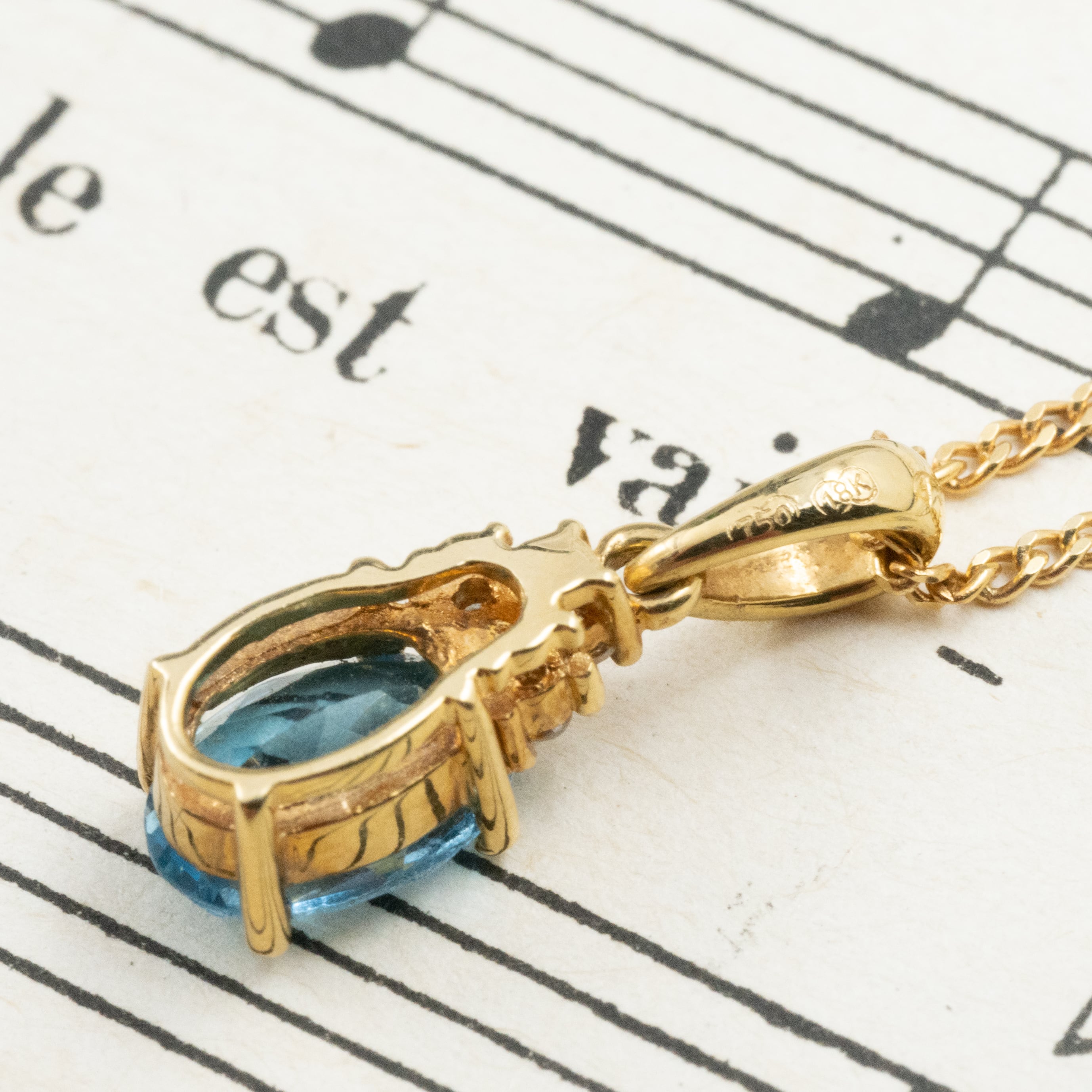 K18 イタリア ウノアエレ ブルートパーズ ダイヤモンド 40cm