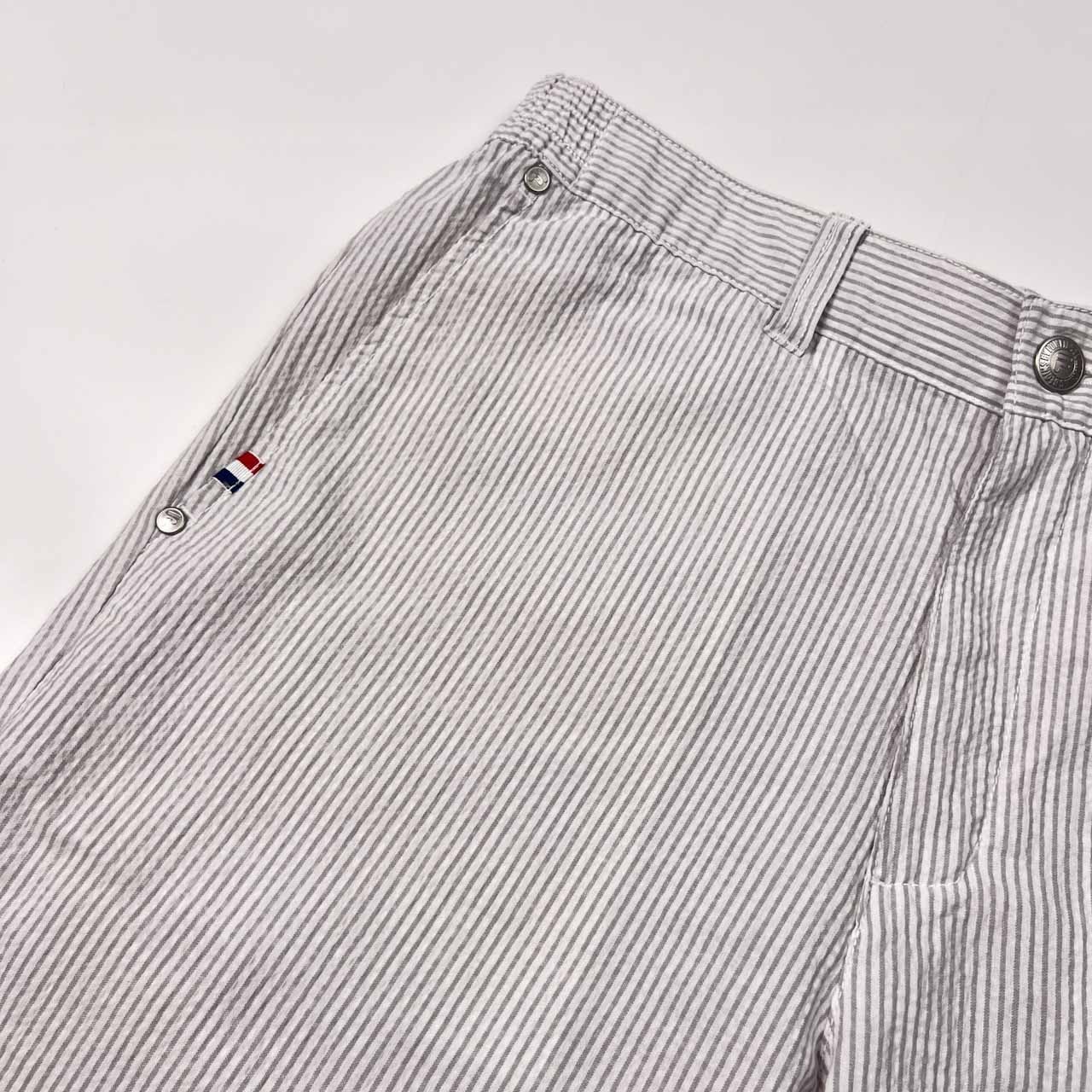 FILA GOLF フィラ ゴルフ ストライプ柄 シアサッカー ハーフパンツ ショートパンツ ストレッチ サイズ L /ホワイト×グレー