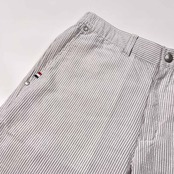 FILA GOLF フィラ ゴルフ ストライプ柄 シアサッカー ハーフパンツ ショートパンツ ストレッチ サイズ L /ホワイト×グレー