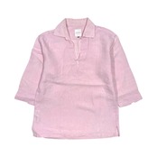 リネン100%◆MACKINTOSH PHILOSOPHY マッキントッシュ フィロソフィー スキッパー 5分丈 シャツ サイズ38/ピンク系