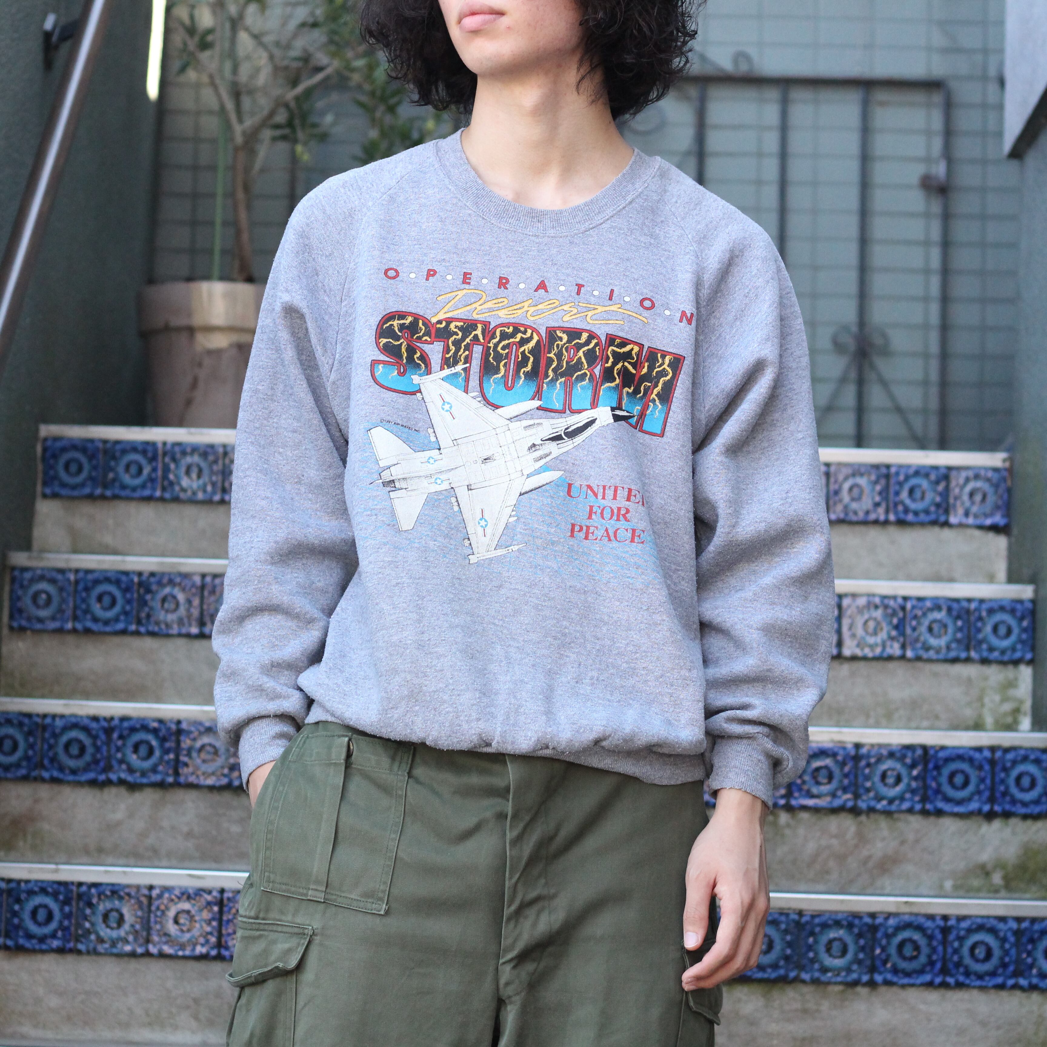 USA VINTAGE JERZEES FIGHTER PLANE DESIGN OVER SWEAT SHIRT/アメリカ