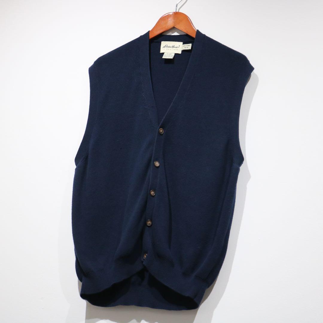 90s Eddie Bauer Cotton Knit Vest navy