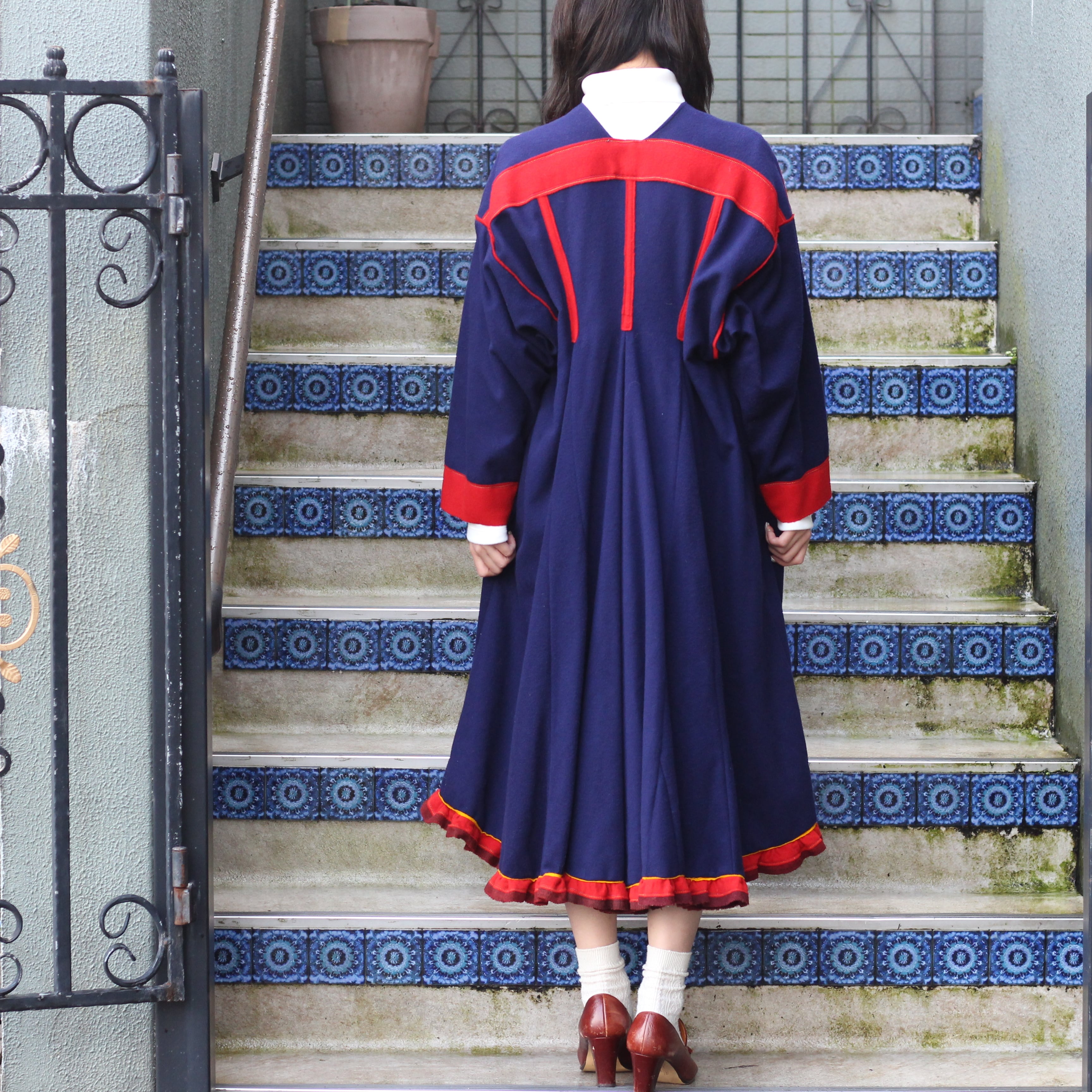 ナチュラ USA VINTAGE アメリカ古着フリルデザインドレスワンピース