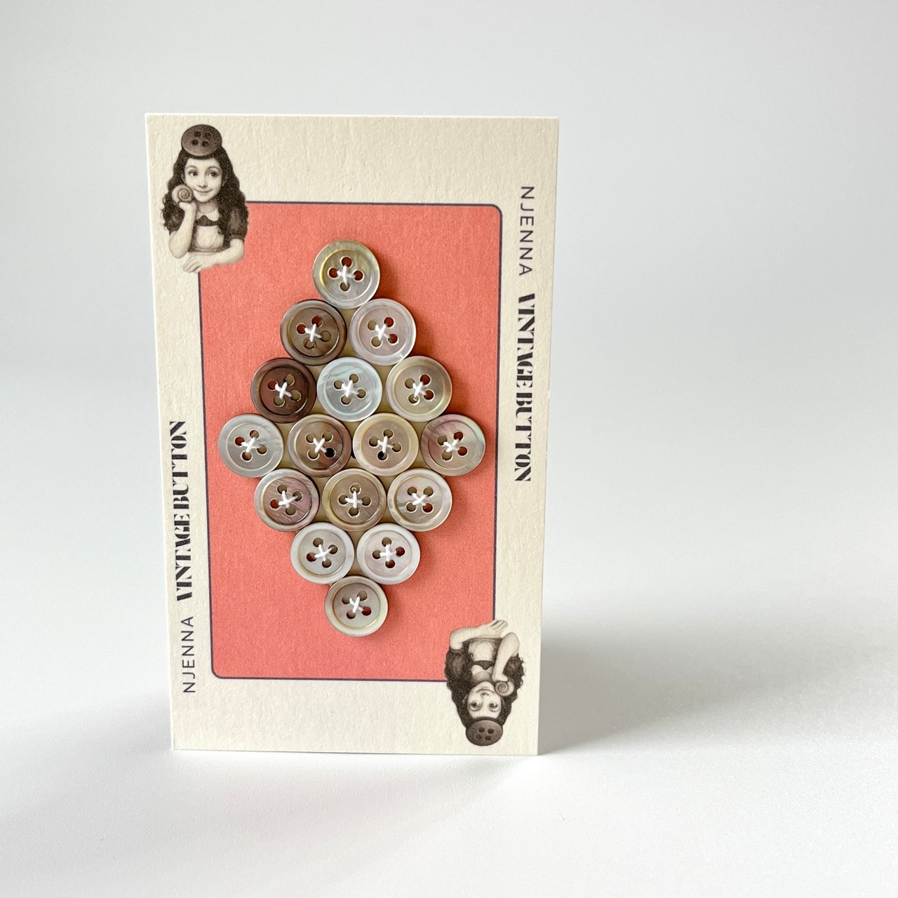 【カードボタン TRUMP】シェルボタン（貝ボタン）10mm×16個・画像2