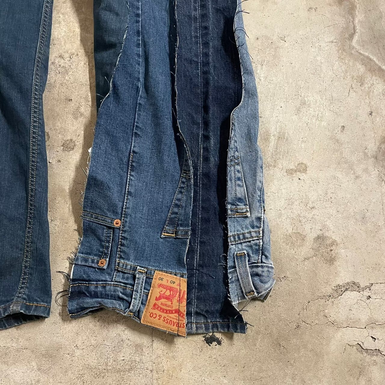 remake】Levi's body design docking denim pants/lsize/リメイク