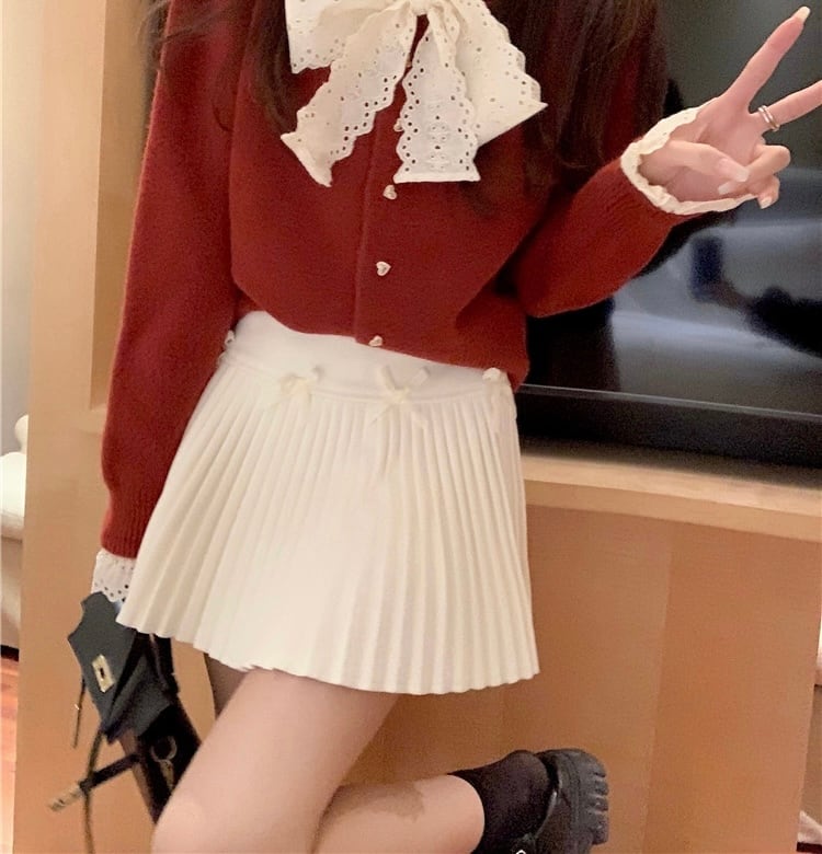 4色♡リボン付きアコーディオンプリーツミニスカート | selectshop.selepuu 