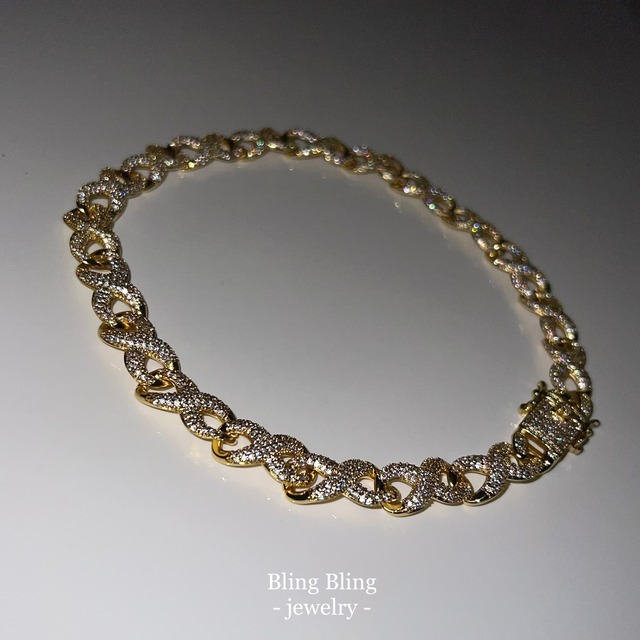 《AAAAA CZ diamond》INFINITY Cuban ネックレス／GLD