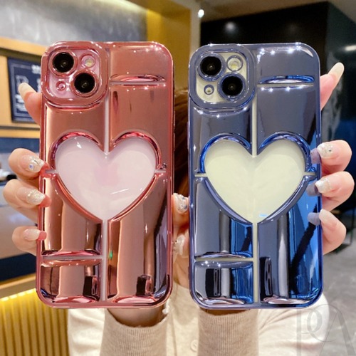 【240416B】3Dブロック くりぬきビッグハート  iphonケース スマホケース カバー