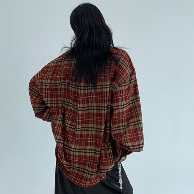 retro one-point check pattern shirt　レトロワンポイントチェック柄シャツ　J1460