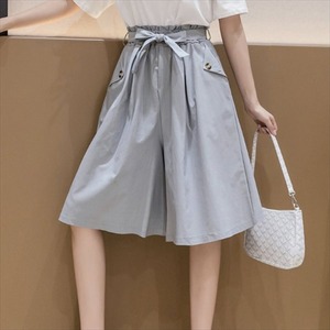 【送料無料】 パンツ ボトムス 3色 ハーフパンツ ロング ひざ丈 ひざ下丈 ハイウエスト リボン 薄手生地 かわいい 大人可愛い 大人女子 綺麗 シンプル カジュアル 上品 おしゃれ お洒落 こなれ感 ラフ コンサバ 着痩せ レディライク ガーリー系 無地 夏 20代 30代 40代 レディース 女性用 ママ服 デート お出かけ 女子会 お呼ばれ 休日 お茶会 授業参観 着回し 韓国 オルチャン ファッション 体型カバー プチプラ 定番 デイリーユース オーバーシルエット くすみカラー 大人カラー
