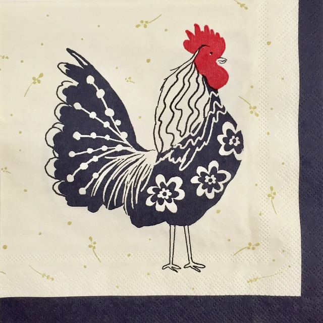 【ULSTER WEAVERS】バラ売り1枚 ランチサイズ ペーパーナプキン ROOSTER ネイビー