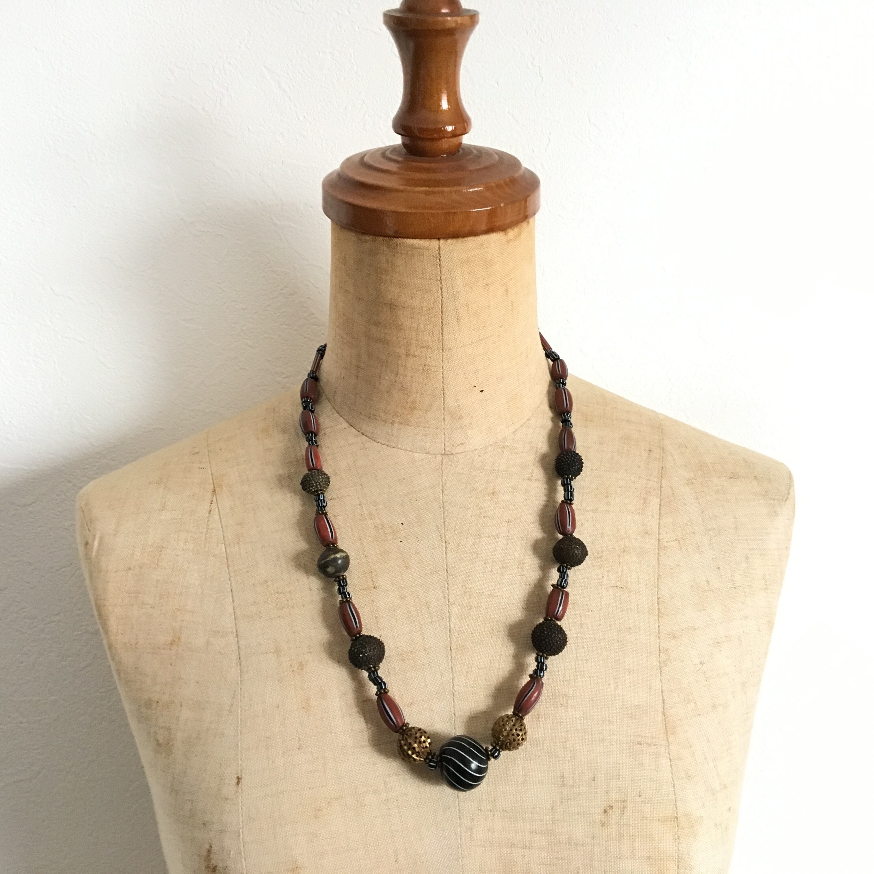 再再再..販 天然ターコイズ×ナバホパールのロングネックレス64cm mdf