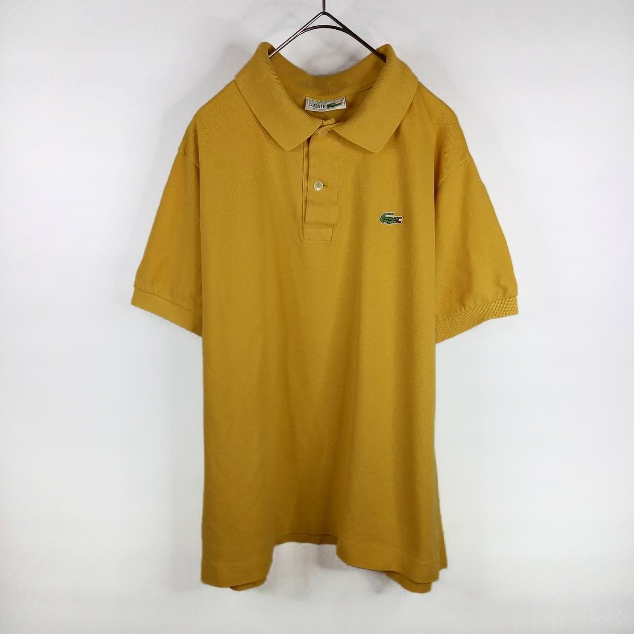 フレンチ　ラコステ　ポロシャツ　半袖　L1212　刺繍ロゴ　シェルボタン　イエロー　マスタード　M
